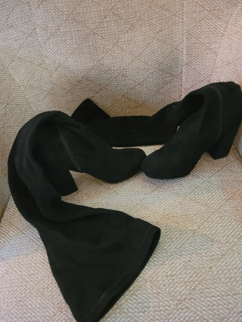Source Unknown Black Over-the-Knee Block Heel Boots